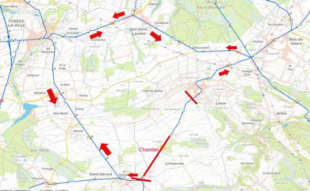 Raclage/pose du revêtement de la N951 entre Lesve et Saint-Gérard